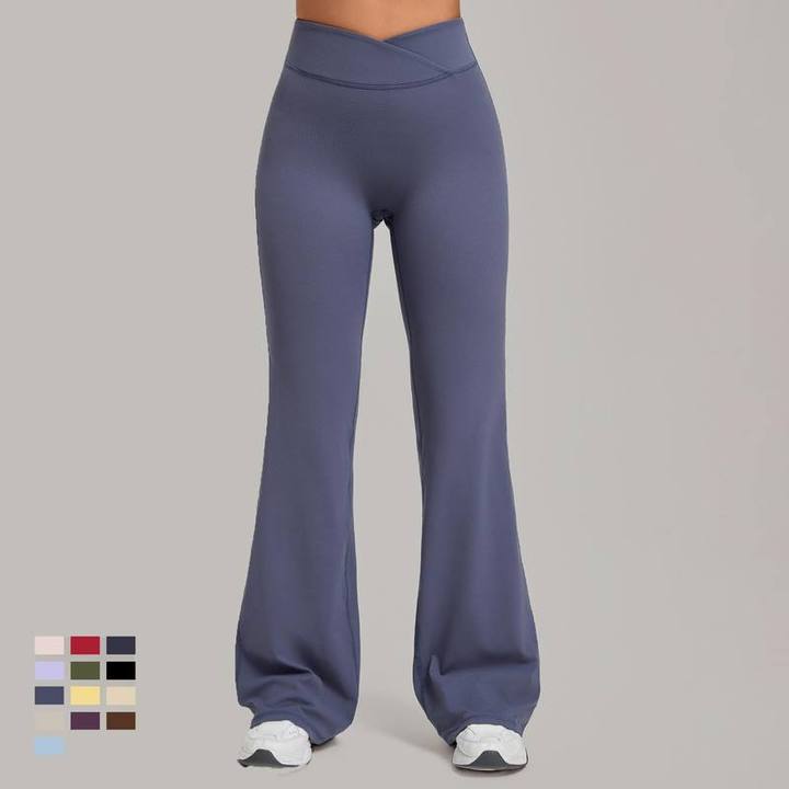 JY 2026 Custom Logo Women's High VWaist Flared No Front Seam Yoga Pants Sculpt Scunch Butt Soft Stretchy Gym Flare Yoga Leggings