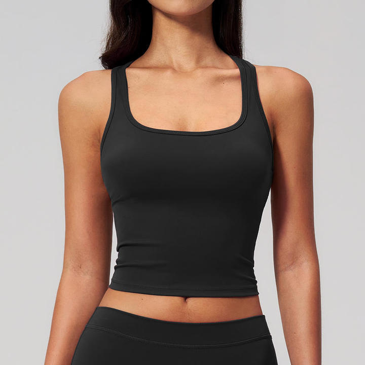 JY New Arrival Brushed Breathable Women Sleeveless Vest Running Square Neck Tank Top Custom Women's Athletic Racerback Gym Top