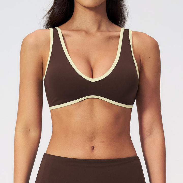 JY Contrast Color Women's Sports Bra Women's Lightweight Breathable Sports Bra Color Blocking Yoga Top for Outdoor Fitness Wear