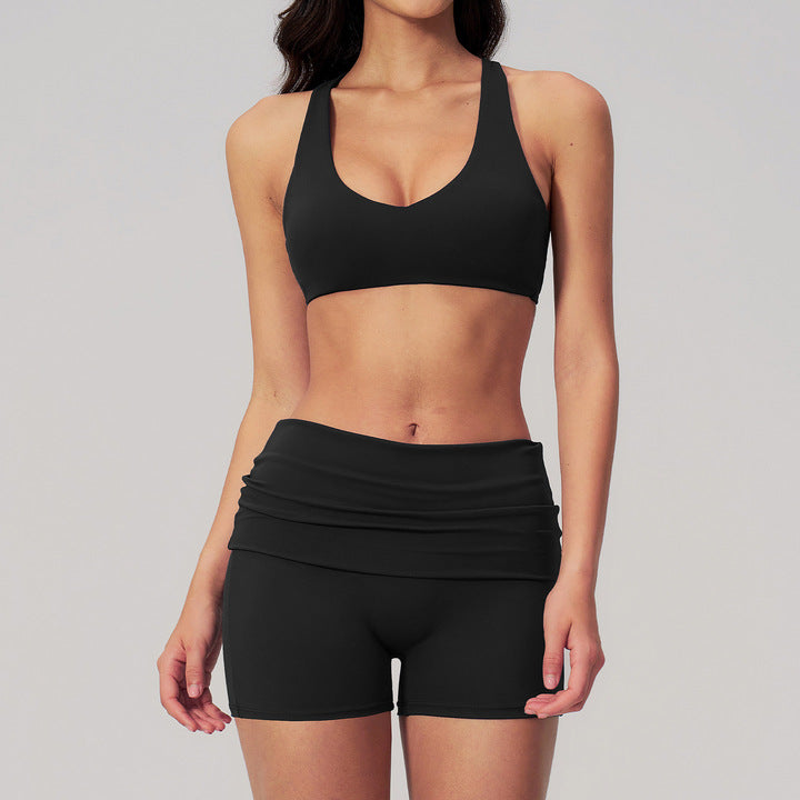 Joyyoung Summer Women's Yoga Set Sweat-Wicking Shorts and Bra Yoga Suit 2-Pcs Set for Outdoor Sports Fitness Women Workout Sets