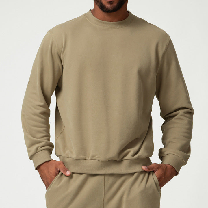 JY 2024 American Sports Leisure Round Neck Sweat Solid Color Citywalk Home Commuter Sweat Men's Wear