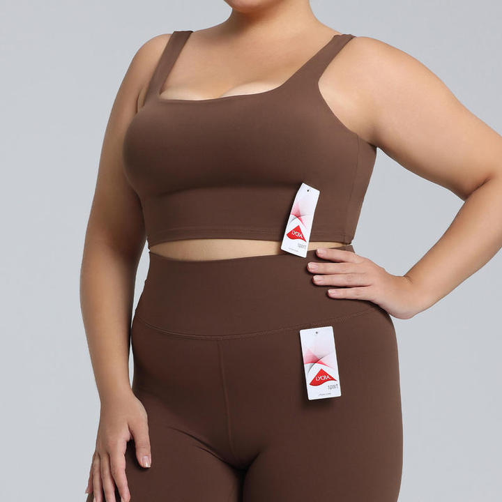 JY Women's Plus Size Sports Suit Square Neck Sports Bra High Waisted Yoga Shorts 2 Pieces Workout Outfits Active Gym Fitness Set