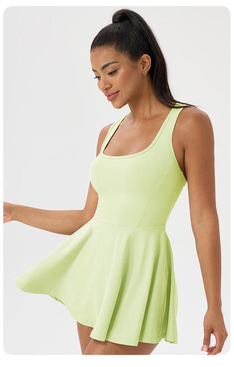 JY 2026 New Arrival European Plus Size Tennis Wear Breathable Quick-Dry Sleeveless Fitness Dress Outdoor Golf Tennis Skirt-2XL
