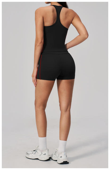 JY Brushed Spandex/Nylon Women's Breathable Yoga Set Running Fitness Pilates Slimming Hip-Lifting Tummy-Tucking Shorts Sport Set