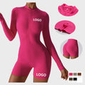 New Zipper Bodycon Workout Women Gym Jumpsuit Breathable One Piece Long Sleeve Sport Jumpsuit for Pilates