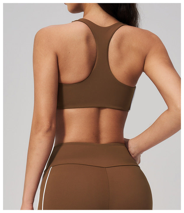 JY Color-Block High Support Padded Yoga Sports Bra Plus Size Active Running Shockproof Fitness Top Beautiful Back Yoga Clothing