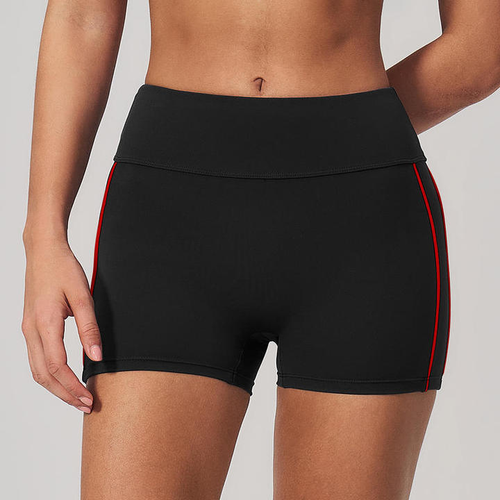 JY New Style Hot Selling Factory Wholesale High Waisted Workout Shorts Color Binding Side Stripe 4-way Stretch Yoga Biker Shorts