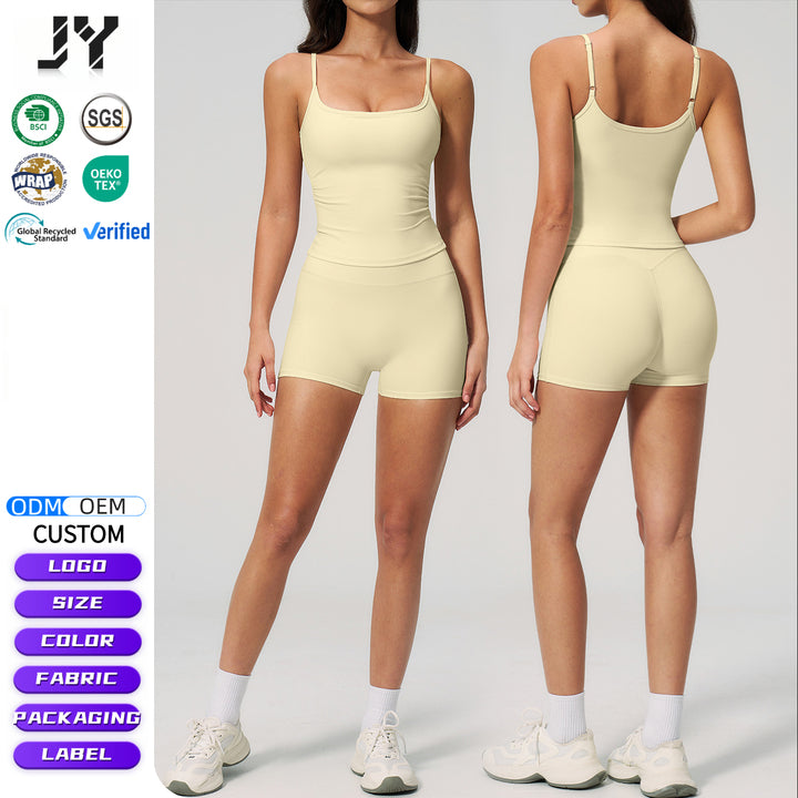 Joyyoung Yoga tank Top and Sports Outfit for Toning Buttocks, Short Pants for Outdoor Leisure, Running, Fitness and Yoga Wear