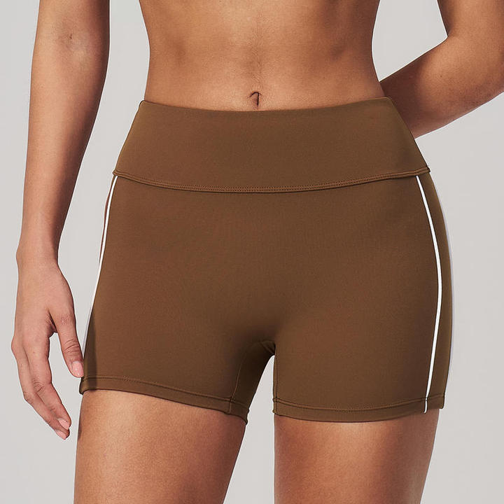 JY New Style Hot Selling Factory Wholesale High Waisted Workout Shorts Color Binding Side Stripe 4-way Stretch Yoga Biker Shorts