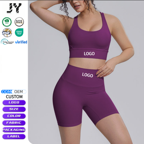 JY Gym Sports Bra Butt Lifting Yoga Outfits Women's Gym Clothes Material Yoga Shorts Sets Ladies Seamless Hip Yoga Shorts Sets