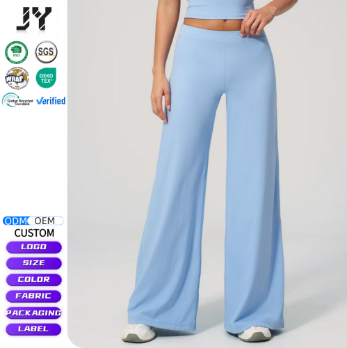 JY 2026 New Arrival OEM Plus Size Women's Low Waist Wide Leg Yoga Pants Nude Feeling High Elastic Straight-Leg Flare Trousers