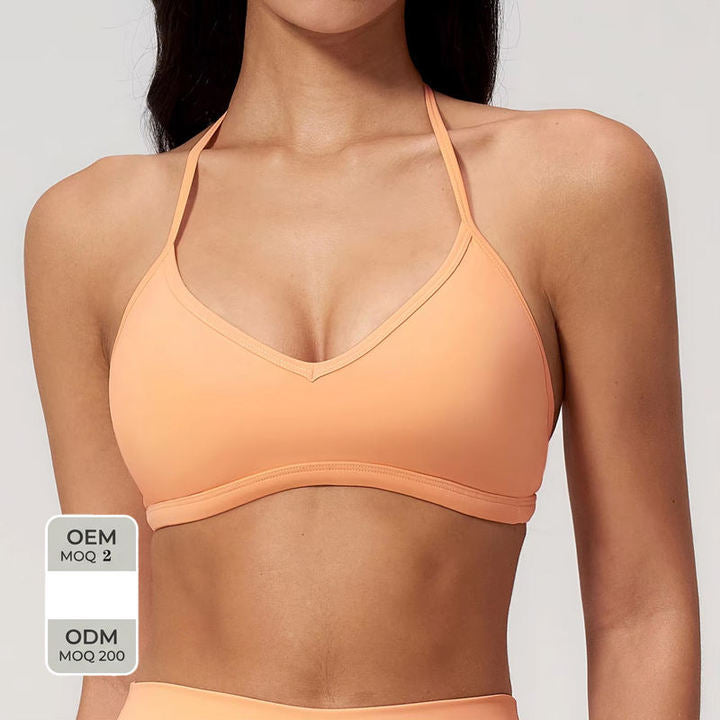 JY New Women's Brushed High Support Impact Spandex/Nylon Low MOQ Halter Neck Shockproof for Running Sports Fitness Wear Yoga Bra