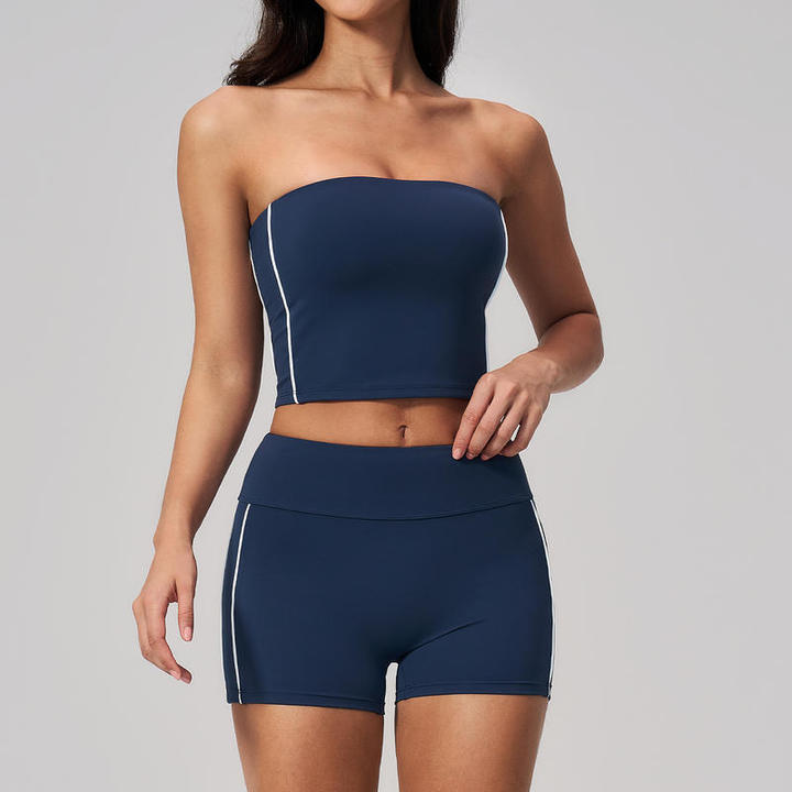 JY Summer Strapless Yoga Wear for Lades Fitness Quick-drying Exercise High-elasticity Peach Butt Workout Clothes Set Plus Size