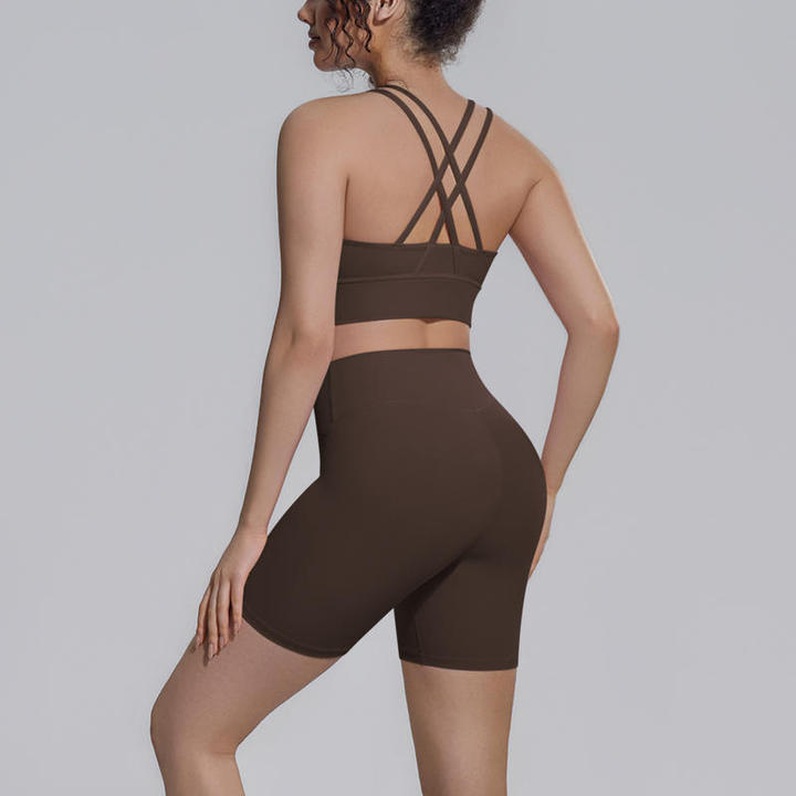 JY Gym Sports Bra Butt Lifting Yoga Outfits Women's Gym Clothes Material Yoga Shorts Sets Ladies Seamless Hip Yoga Shorts Sets