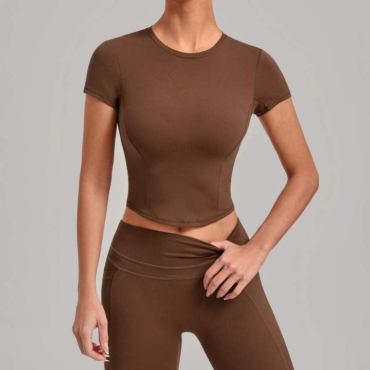 JY Hot Selling Active Sport Wear Women Moisture Wicking Round Neck Fitness T Shirt Quick-Drying Short Sleeve Running Gym T-shirt