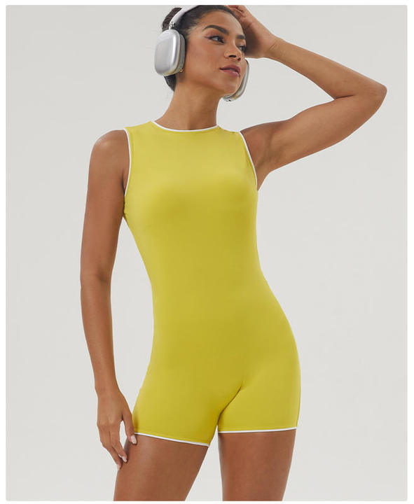 JY New Arrival Fashion High Elastic Hollow Out Back Fitness Yoga Bodysuit Skin Friendly Breathable Workout Jumpsuit Sportswear