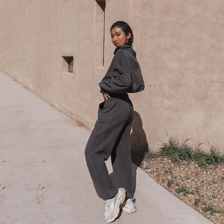 Joyyoung Tracksuit Women Two Piece Set Tops and Long Pants Split Out Sportsuit Clothes for Women Outfit
