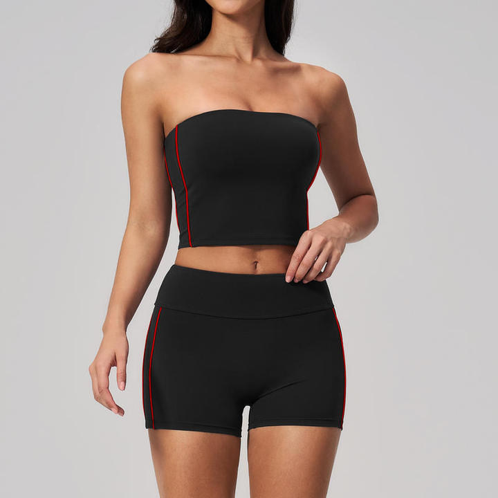 JY Summer Strapless Yoga Wear for Lades Fitness Quick-drying Exercise High-elasticity Peach Butt Workout Clothes Set Plus Size