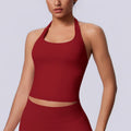 JY New Arrival New Seamless Solid-color Halter-neck Backless Fitted Sports tank Top for Women for Gym Running Fitness and Yoga