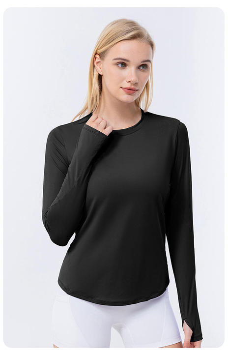 JY Slim Women's Sports Long Sleeves T Shirt UV Protection Loose Breathable Running Yoga Clothes Fitness Gym Long Sleeves Shirt