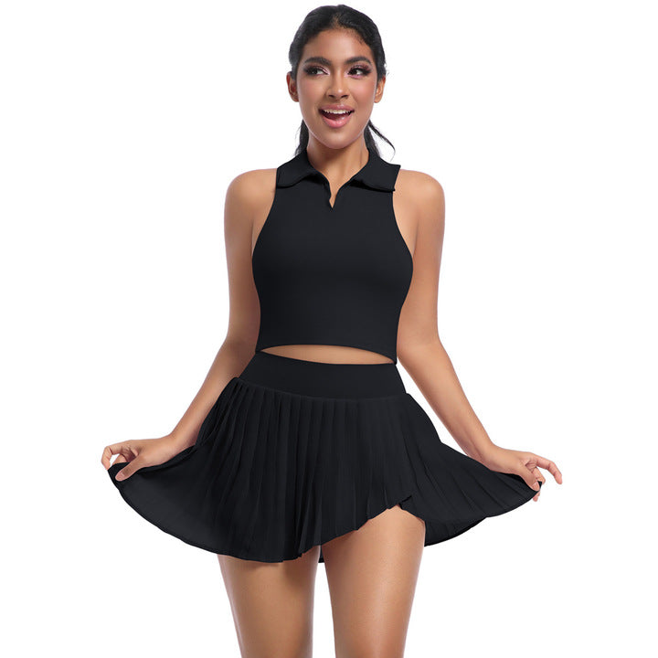JY Women's Seamless Outdoor Sports Set Tennis Dress Yoga Running Fitness Crop Top Naked Quick-Drying Fitness Suit