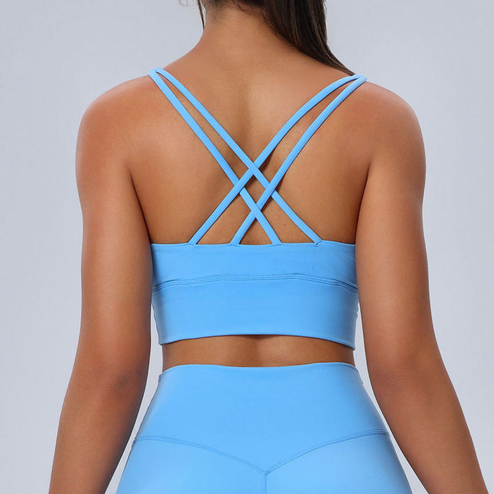 JY New Women's Sexy Back Cross Double Straps Sports Bra Breathable Four-Way Stretch Gym Fitness Yoga Tops for Sports Enthusiasts