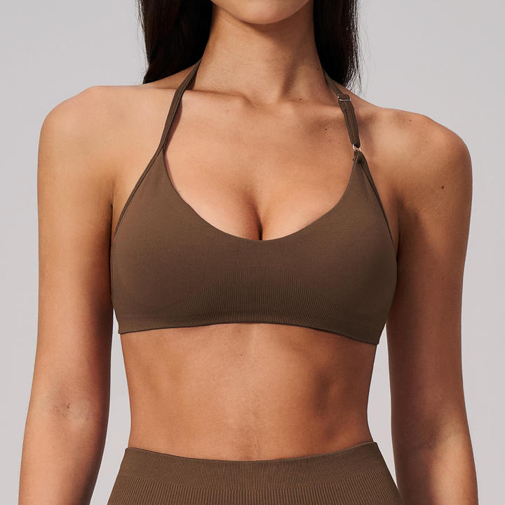 JY New Women's Brushed Custom Seamless Adjustable Straps Sports Bra Yoga Fitness for Workout Training Pilates Running Outdoor