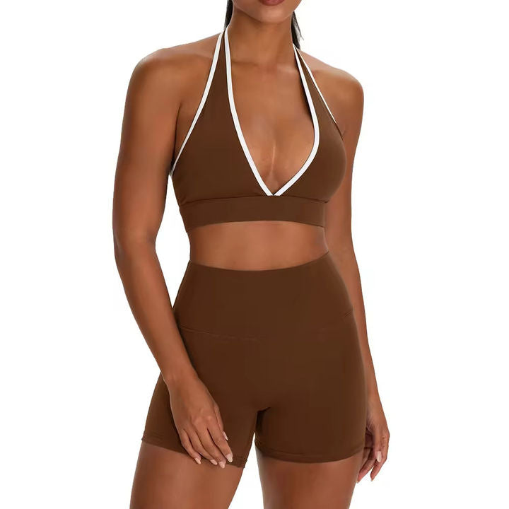 JY Custom Logo Comfortable Solid 2-Piece Workout Outfit Seamless Breathable Lightweight Sport Bra Tummy Control Shorts Quick Dry