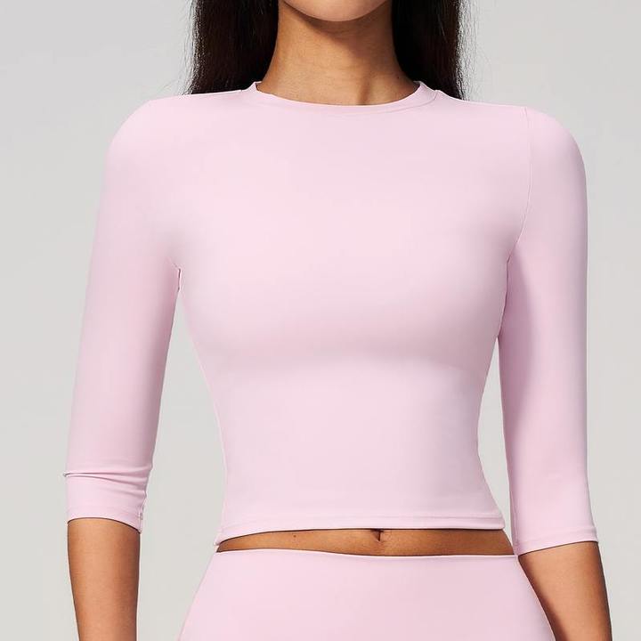 JY New Arrival Women Slim Fit Quick-Drying Yoga Top Crew Neck Half Sleeve Workout Shirt for Outdoor Running Fitness Activewear
