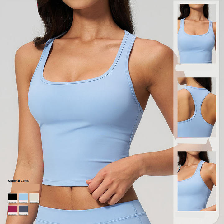 JY New Arrival Brushed Breathable Women Sleeveless Vest Running Square Neck Tank Top Custom Women's Athletic Racerback Gym Top