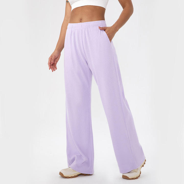JY 2026 Custom Logo Private Label High Waist Loose Sports Pants Women Plain Casual Running Training Yoga Pants With Side Pockets