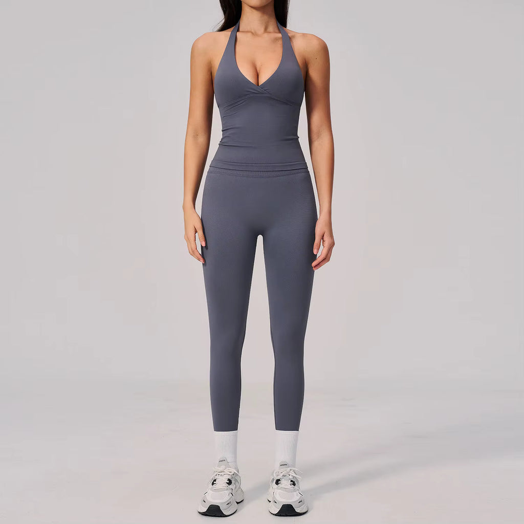 Seamless V-Neck Sports Set