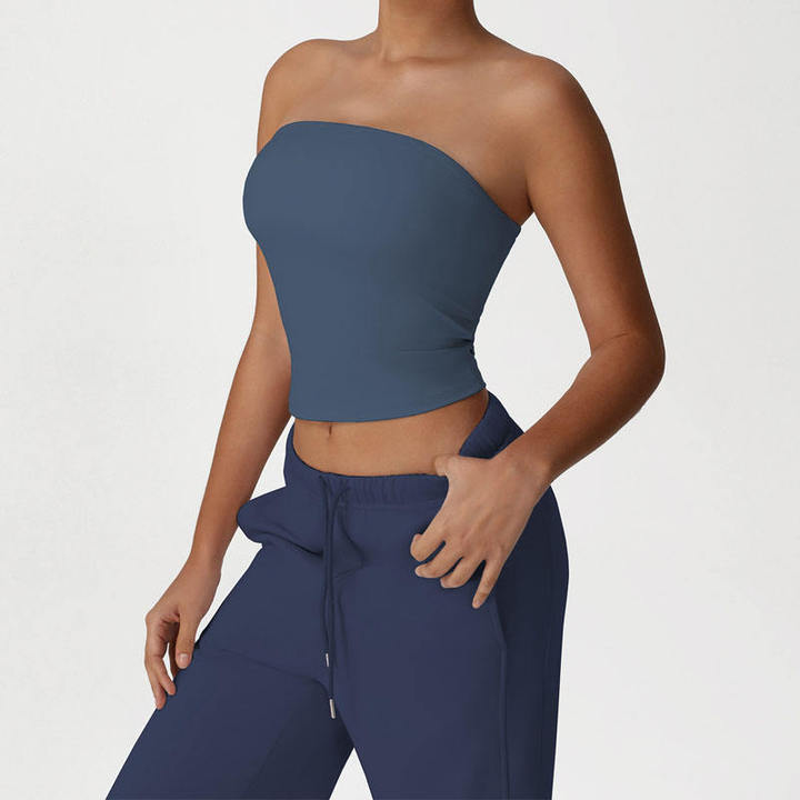 JY 2026 High Quality Strapless Women's Yoga Tank Seamless Shockproof Breathable Gym Clothing Lightweight Reversible XL Beautiful