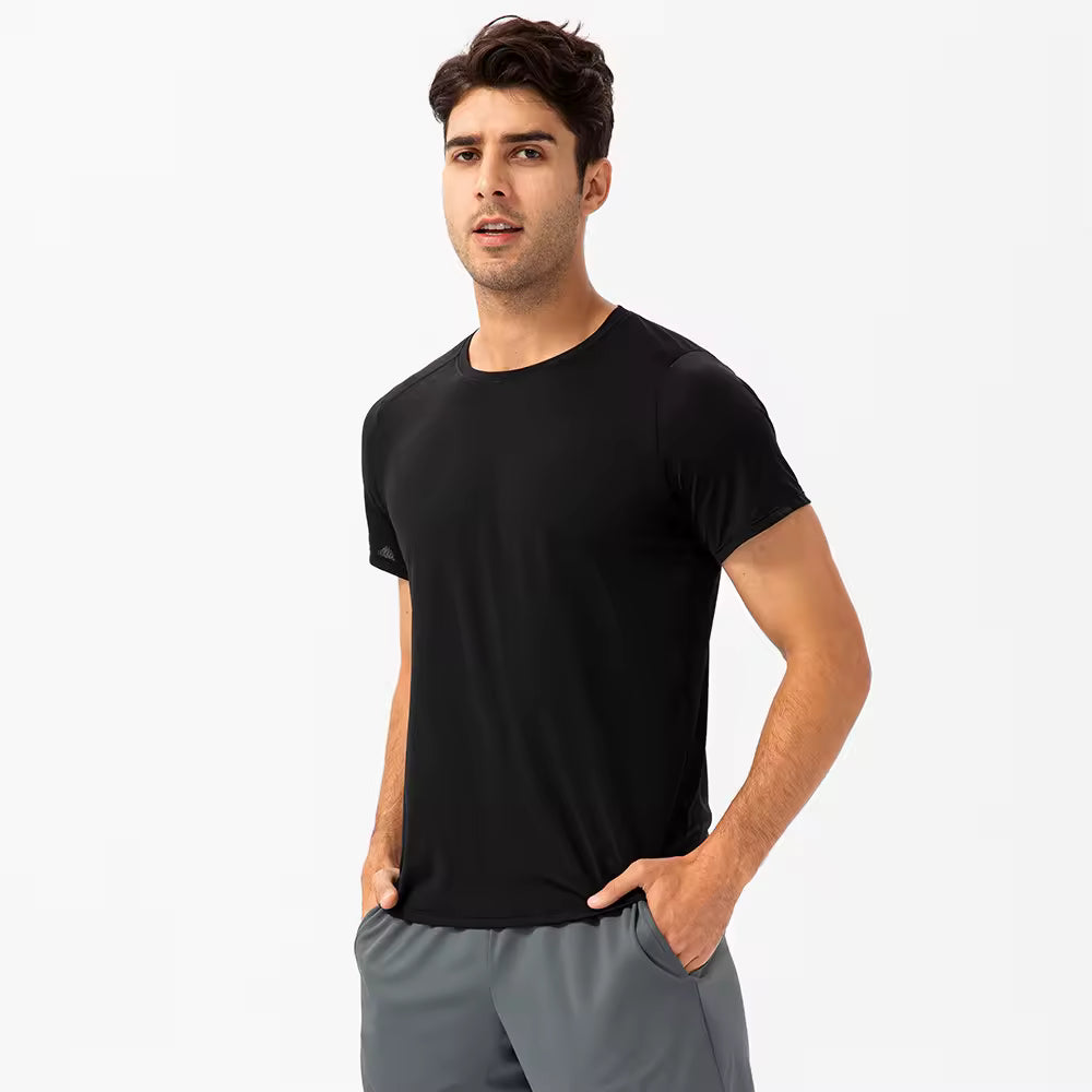 Men's Quick Dry Fitness Tees Bodybuilding Tops Muscle Fit Gym Train Compression Top Mens Skin Tight T-shirt