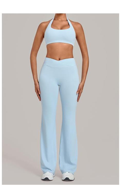 JY Custom Logo Women's Sets 2 Piece Set Sport Bra Top and Flared Pants Active Wear Workout Clothes Gym Fitness Clothing Yoga Set