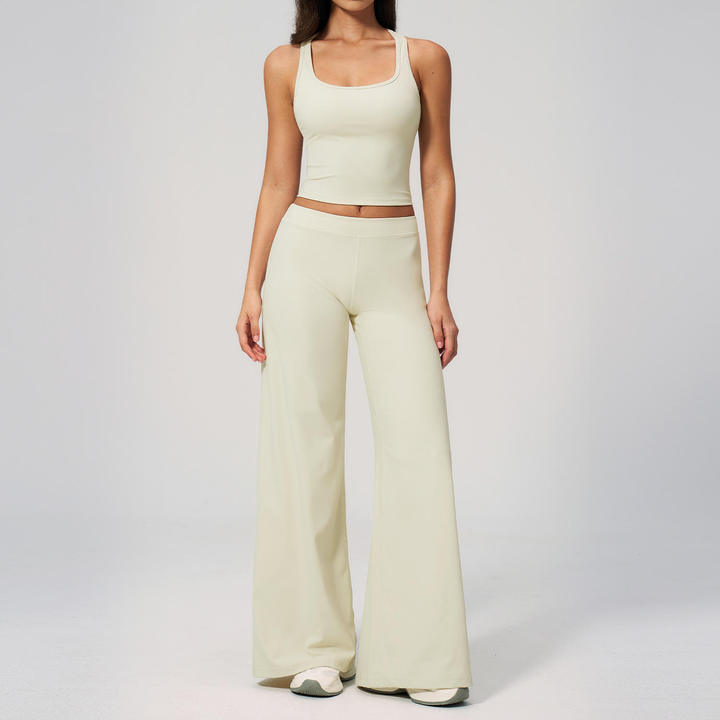 JY Wholesale Raceback tank & Wide Leg Pants Set Form-fitting Silhouette Ultra Soft & Buttery Smooth Perfect for Yoga/pilates/gym