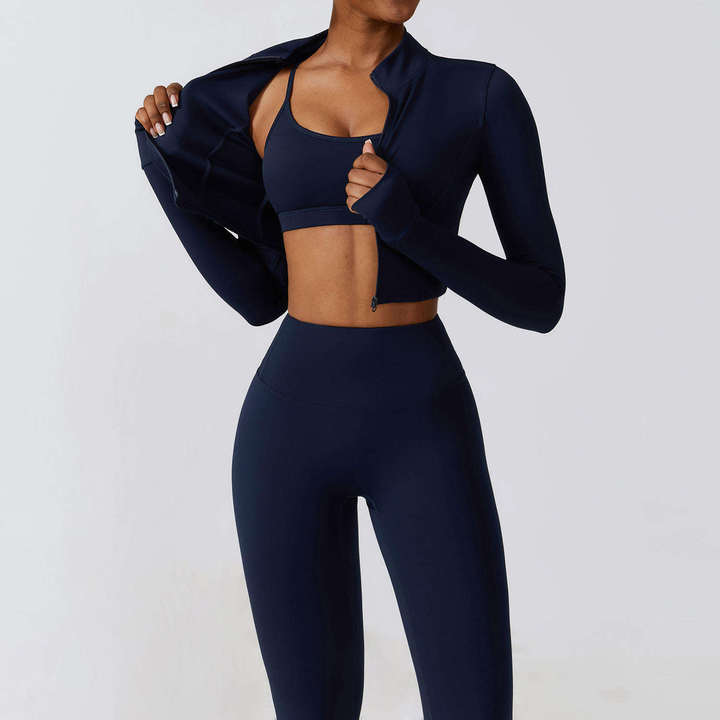 JoyYoung Hot Sale 1 Piece Reversible Solid Sports Bra Top Yoga Jacket Workout Sets for Women Sportswear Gym Fitness