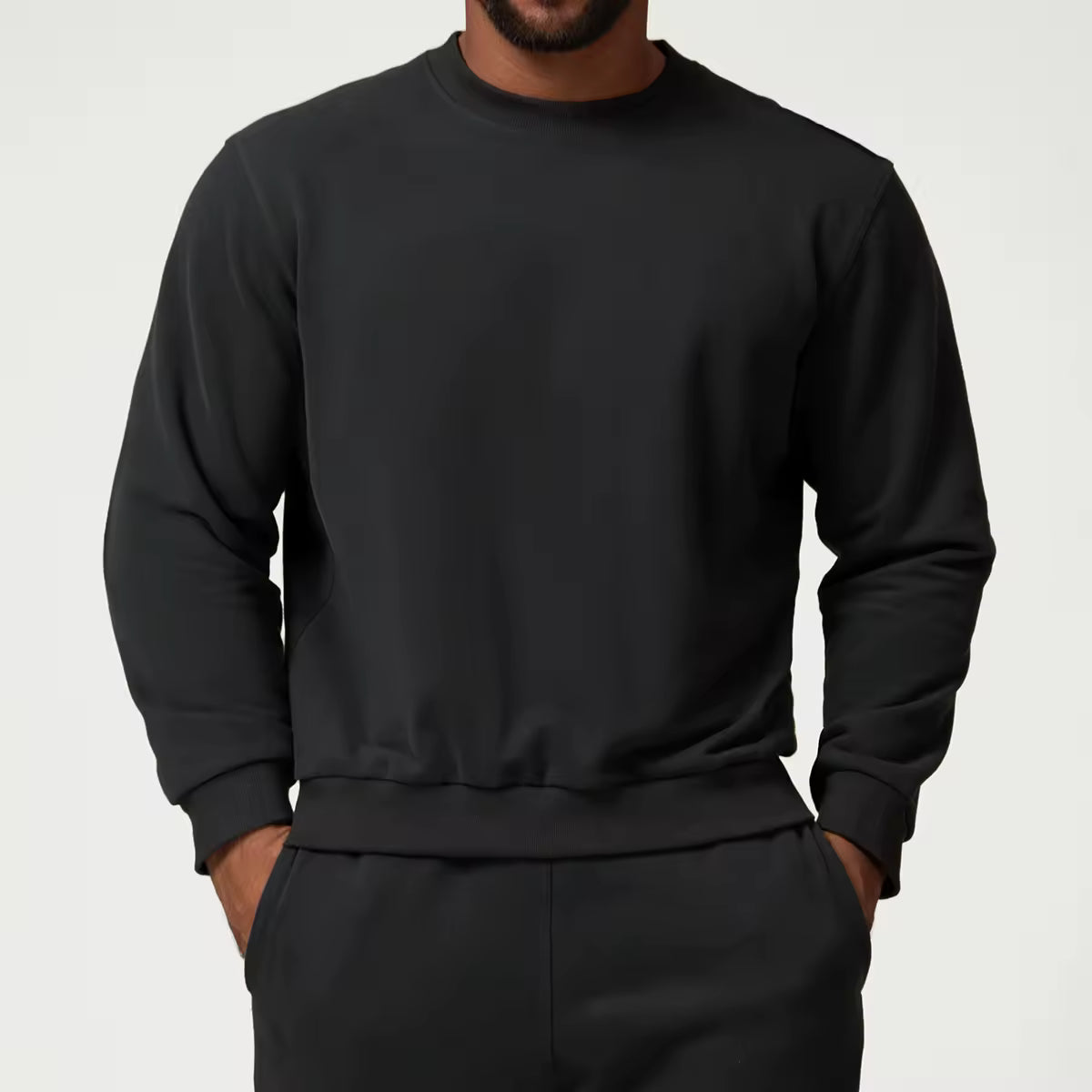 JY 2024 American Sports Leisure Round Neck Sweat Solid Color Citywalk Home Commuter Sweat Men's Wear