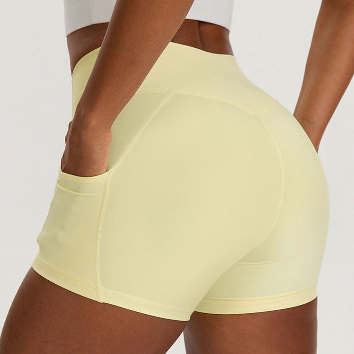 JY 2026 New Style High Waist Solid Yoga Shorts for Women with Pockets Butt Lifting Four-Way Stretch Summer for Workout Training