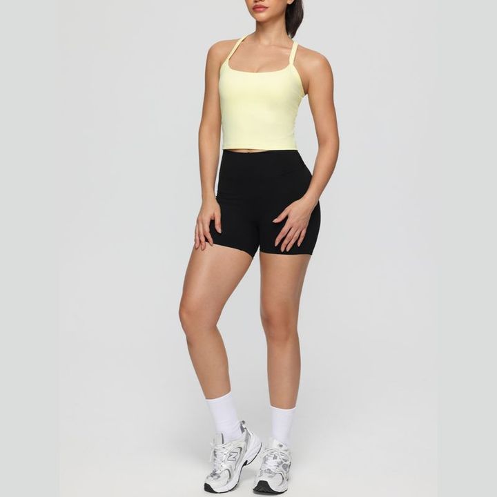 JY 2026 High Quality Ladies Fitness Yoga Workout Sleeveless Crop Tops With Pads Women Breathable Soft Sports Gym Crop Tank Tops