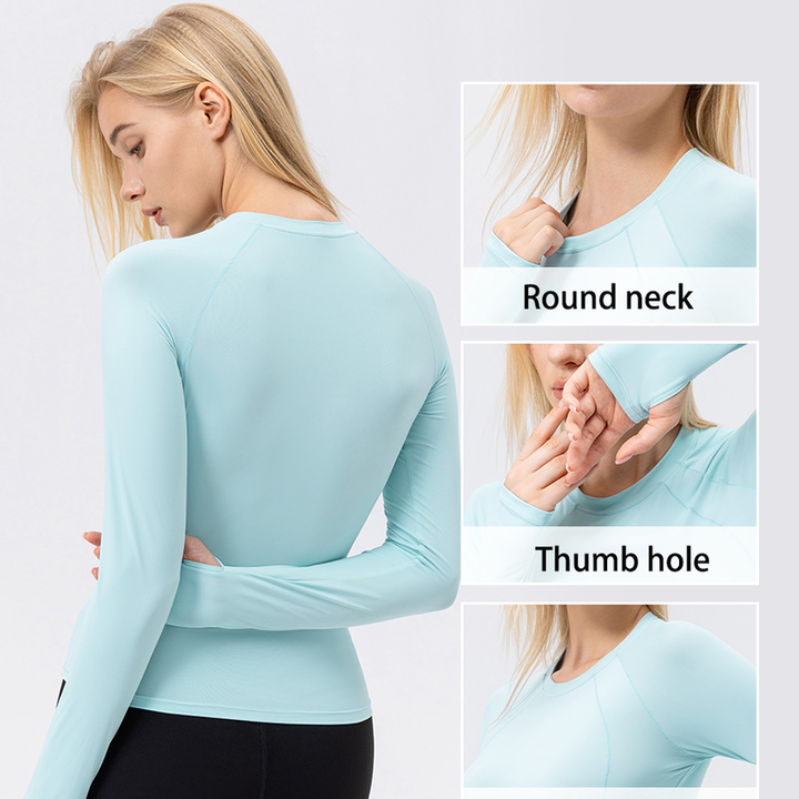 JY 2026 New Spring Summer UPF 50+ Quick-Drying Breathable Gym Clothes Women Round Neck Anti-UV Slim Fit Plus Size Woman Clothes