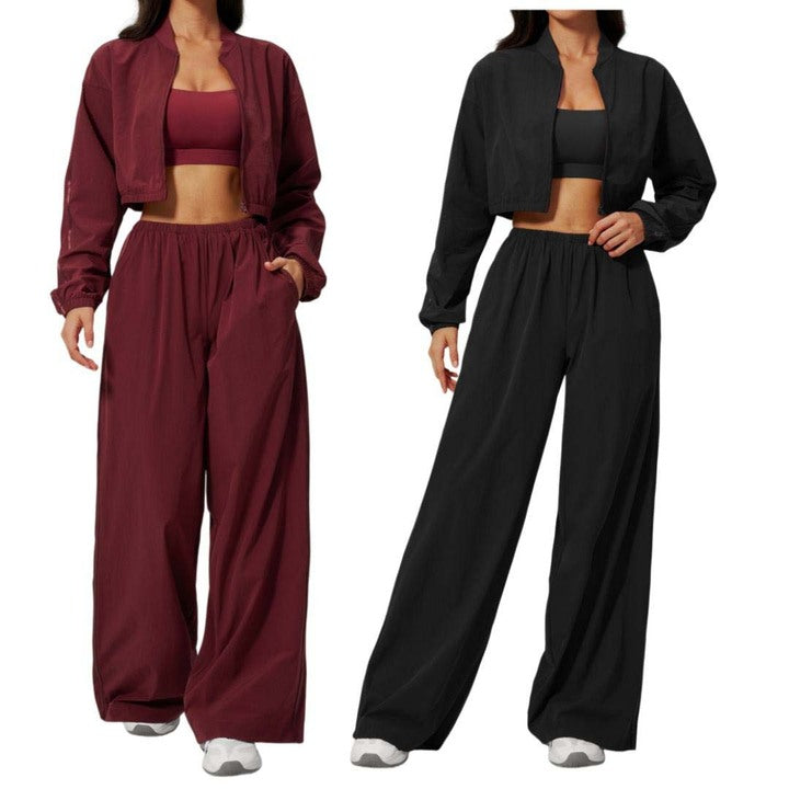 Hot-selling New Arrival Women's Yoga Set: UV-Protective Cropped Top and Quick-Dry Outdoor Workout Pants