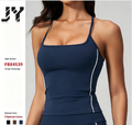 JY 2026 High Quality Contrast Color Tight Sports Vest Detachable Chest Pad Breathable Quick-drying Yoga Suit Fitness Top Yoga