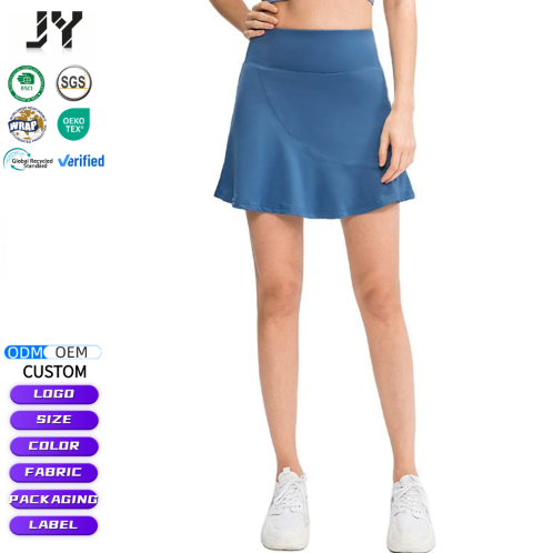 JY New Sporty Empire Waist Beaded Pocket Solid Color Sports Skort Loose Two-Piece Anti-Exposure Quick-Dry Polyester All Skirt