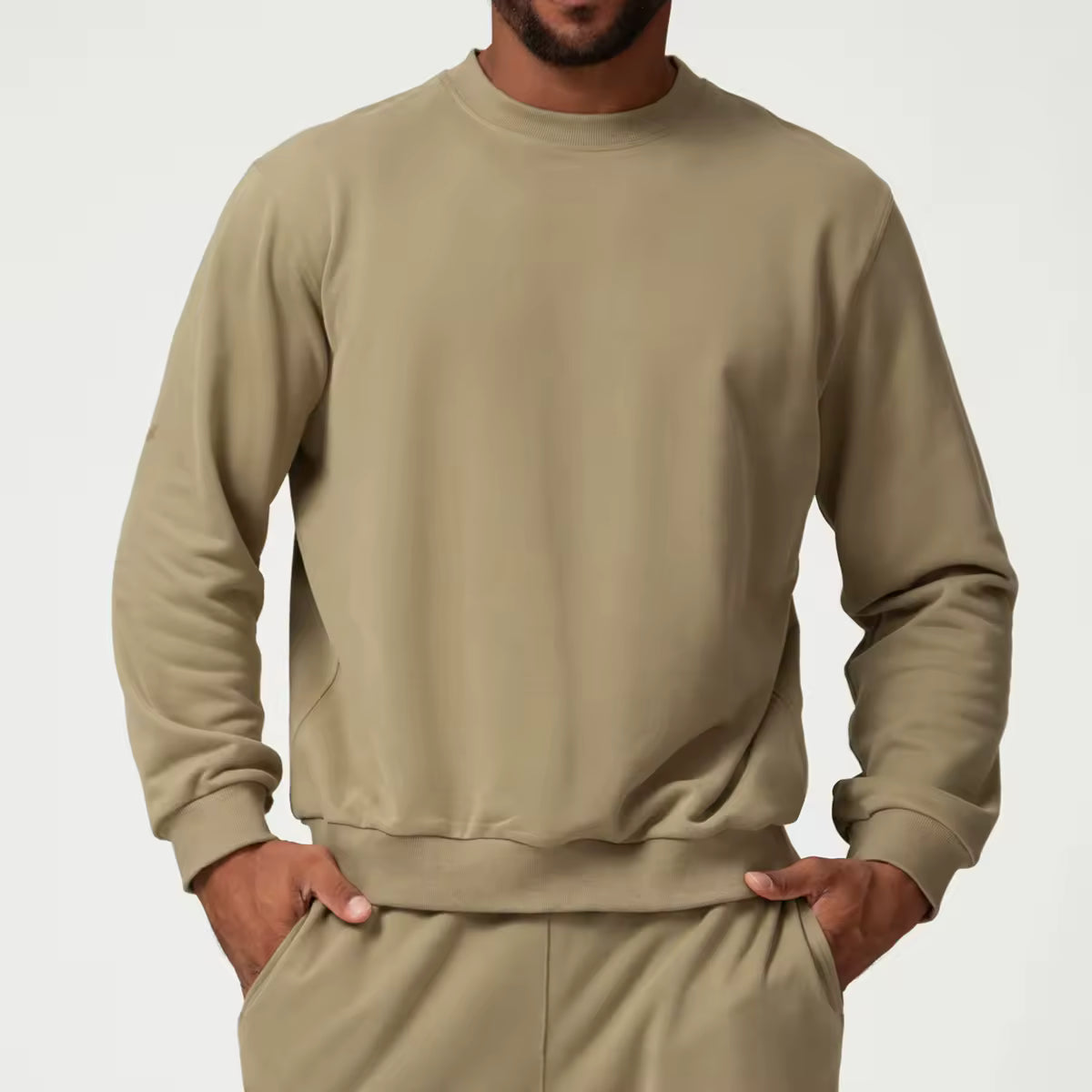 JY 2024 American Sports Leisure Round Neck Sweat Solid Color Citywalk Home Commuter Sweat Men's Wear