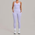JY Summer Breathable Tight I-shaped Sports Gym tank Tops Workout Leggings with Pockets Sets Running Yoga Fitness Two-piece Set