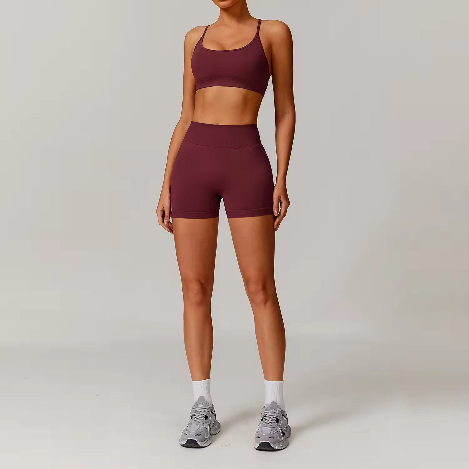 Cross Back Bra & Scrunch Shorts Set