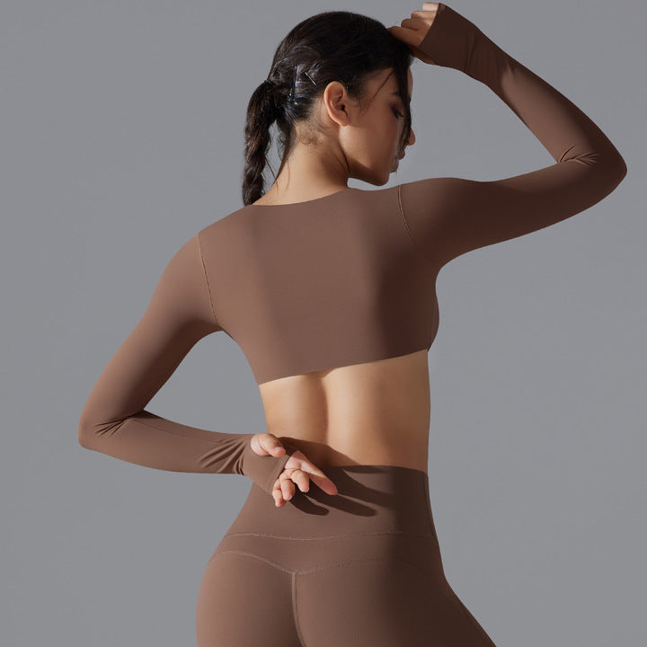 Joyyoung 2026 New Arrivals Design Yoga Long Sleeve Crop Tank Women Running Fitness Yoga Wear Top Sports Bra