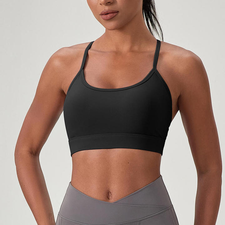 JY Sexy Print Lightweight Breathable Seamless Simple High Support Bare Back Yoga Crop Top Gym Wear Quick Dry Backless Sports Bra