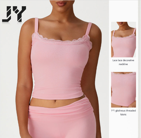 JY 2026 High Quality Slim Casual Sports Top Fitness Yoga Small Lace Camisole Vest Sexy and Casual Sport Top for Fitness and Yoga